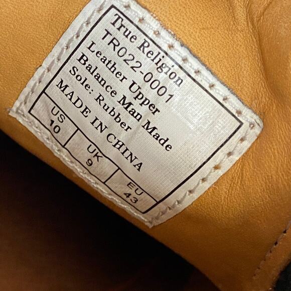 True Religion Slip On Shoes Loafer Men Size 10 Black Leather Low Top Mock Toe - Picture 8 of 10